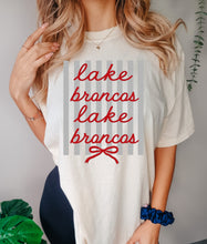Load image into Gallery viewer, Lake Broncos stripe bow coquette