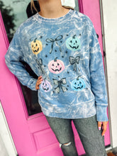 Load image into Gallery viewer, Colorful Pumpkin Bleached French Terry sweater