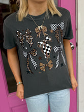 Load image into Gallery viewer, Leopard check bow grid tee