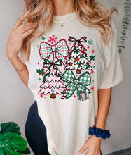 Load image into Gallery viewer, Pink plaid Christmas tree bow collage