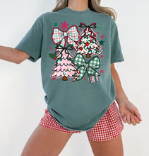 Load image into Gallery viewer, Pink plaid Christmas tree bow collage