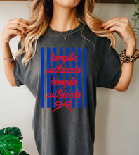 Load image into Gallery viewer, Temple wildcats stripe bow coquette