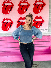 Load image into Gallery viewer, Denim smocked top
