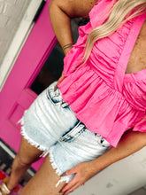Load image into Gallery viewer, High rise light acid wash shorts
