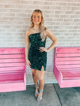 Load image into Gallery viewer, hunter green sequin midnight doll womens formal dress, Medium
