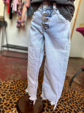 Load image into Gallery viewer, Youth button fly high rise cropped straight leg jeans
