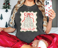 Load image into Gallery viewer, Merry &amp; Bright tree stripes bow
