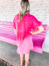 Load image into Gallery viewer, Hot pink bleached linen pocket dress
