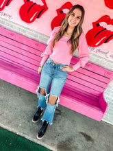 Load image into Gallery viewer, Pink tie sweater
