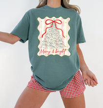 Load image into Gallery viewer, Merry &amp; Bright tree stripes bow

