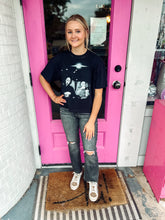 Load image into Gallery viewer, High rise distressed acid wash black jeans
