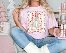 Load image into Gallery viewer, Merry &amp; Bright tree stripes bow

