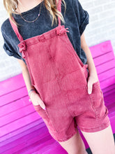 Load image into Gallery viewer, Color denim short overalls
