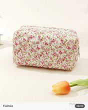 Load image into Gallery viewer, Quilted Floral Cosmetic Pouch Bag
