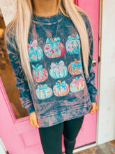 Load image into Gallery viewer, Bleached pastel pumpkin grid sweater
