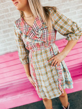 Load image into Gallery viewer, Plaid ruffle wrap dress
