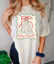 Load image into Gallery viewer, Merry &amp; Bright tree stripes bow
