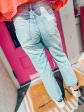 Load image into Gallery viewer, High rise light wash boyfriend jeans
