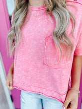 Load image into Gallery viewer, Acid wash pocket oversized crop tee

