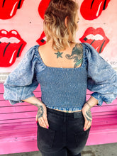 Load image into Gallery viewer, Denim smocked top
