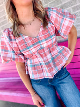 Load image into Gallery viewer, Spring plaid babydoll top

