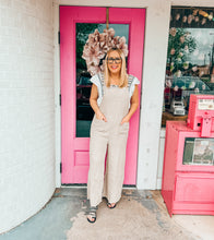 Load image into Gallery viewer, Acid wash ash mocha gauze wide leg overalls
