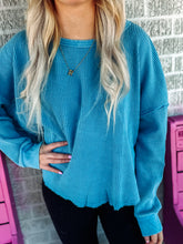 Load image into Gallery viewer, Mineral Washed Dropped Shoulder Waffle Knit Top
