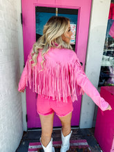 Load image into Gallery viewer, Faux leather moto fringe jacket
