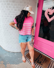 Load image into Gallery viewer, Stripe short sleeve sweater top
