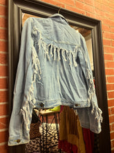 Load image into Gallery viewer, Denim fringe Turquoise Haven Womens Jacket, Small
