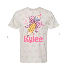 Load image into Gallery viewer, Pencil Bow Tee Custom word
