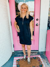 Load image into Gallery viewer, Textured Knit Jacquard Quarter Zipper Mini Dress
