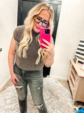 Load image into Gallery viewer, Mock neck short sleeve sweater top

