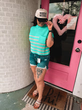 Load image into Gallery viewer, Stripe short sleeve sweater top
