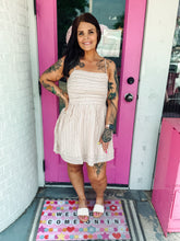 Load image into Gallery viewer, Cream &amp; Red Stripe Spagetti Strap Dress
