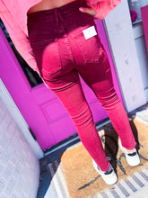 Load image into Gallery viewer, High rise skinny wine jeans
