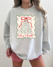 Load image into Gallery viewer, Merry &amp; Bright tree stripes bow
