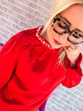 Load image into Gallery viewer, Pearl Neck Satin Top
