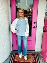 Load image into Gallery viewer, Raglan Sleeve Color Block Casual Textured Knit Top
