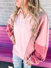 Load image into Gallery viewer, Colorblock French Terry oversized top
