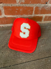 Load image into Gallery viewer, Red Varsity patch hats
