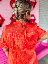 Load image into Gallery viewer, Tangerine leopard satin dress
