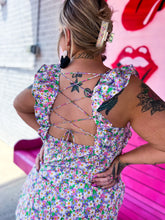 Load image into Gallery viewer, Lavender floral criss cross back dress
