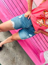 Load image into Gallery viewer, Distressed elastic waist button shorts
