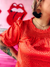 Load image into Gallery viewer, Tangerine leopard satin dress
