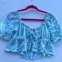 Load image into Gallery viewer, mint with flowers la hearts Womens Top, XS
