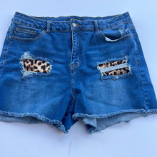 Load image into Gallery viewer, Denim with Leopard patches Judy Blue Shorts, 3XL
