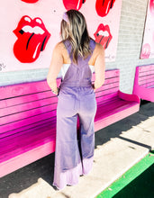 Load image into Gallery viewer, Purple bell overalls
