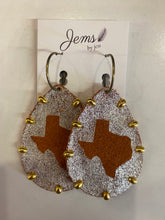 Load image into Gallery viewer, Jems by Jess glitter dangle TX earrings
