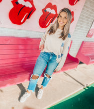 Load image into Gallery viewer, Blue Heart Distressed Sweater
